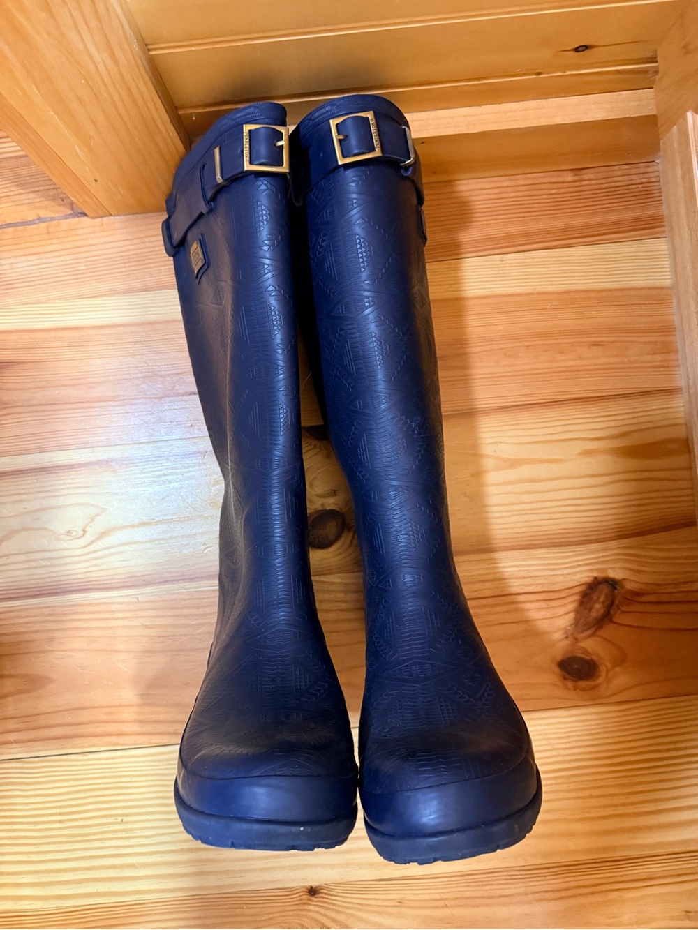Pendleton Tall Navy Rain Boots with Buckle Detail - Picture 5 of 8